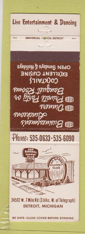 Matchbook Cover - Oak Barrel Supper Club Detroit MI