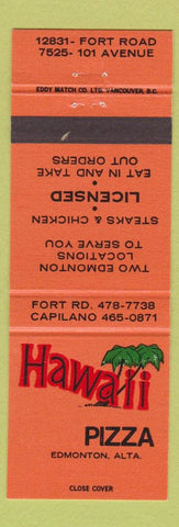 Matchbook Cover - Hawaii Pizza Edmonton AB