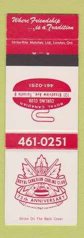 Matchbook Cover - Royal Canadian Curling Club 75th 1967 Toronto ON