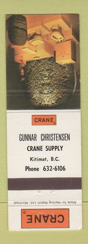Matchbook Cover - Crane Bathroom Fixtures Kitimat BC Gunnar Christensen