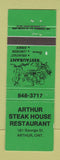 Matchbook Cover - Arthur Steak House Restaurant Arthur ON