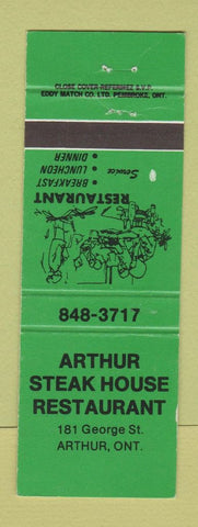 Matchbook Cover - Arthur Steak House Restaurant Arthur ON