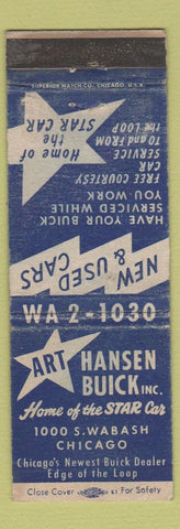 Matchbook Cover - Art Hansen Buick Chicago IL WORN