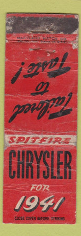 Matchbook Cover - 1941 Chrysler Spitfire POOR