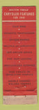 Matchbook Cover - 1941 Chrysler Spitfire POOR