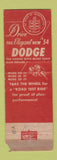Matchbook Cover - 1954 Dodge Foster Motors Hudgins VA POOR STRIKER
