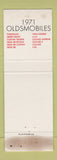 Matchbook Cover - 1971 Oldsmobile Decatur AL WORN