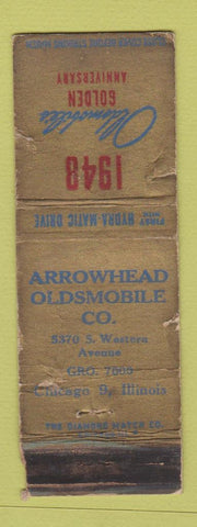 Matchbook Cover - 1949 Oldsmobiel Arrowhead Chicago IL POOR
