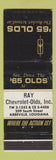 Matchbook Cover - 1965 Oldsmobile Ray Chevrolet Abbeville LA WORN