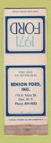Matchbook Cover - 1971 Ford Benson Ilion NY WORN