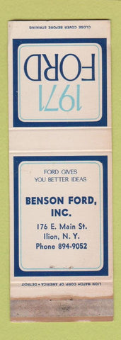 Matchbook Cover - 1971 Ford Benson Ilion NY WORN