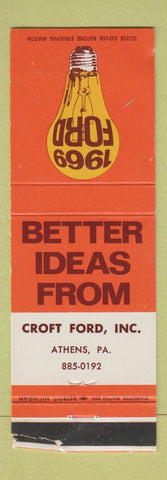 Matchbook Cover - 1969 Ford Croft Athens PA WORN STRIKER