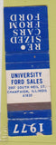 Matchbook Cover - 1977 Ford University Champaign IL POOR
