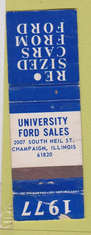 Matchbook Cover - 1977 Ford University Champaign IL POOR