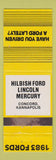 Matchbook Cover - 1983 Ford Hilbish Lincoln Mercury Concord Kannapolis NC WEAR