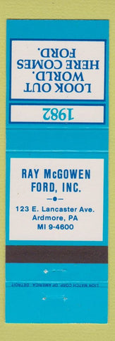 Matchbook Cover - 1982 Ford Ray McGowen Ardmore PA