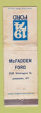 Matchbook Cover - 1974 Ford McFadden Jamestown NY POOR