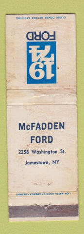 Matchbook Cover - 1974 Ford McFadden Jamestown NY POOR