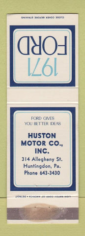 Matchbook Cover - 1971 Ford Huston Huntingdon PA WORN