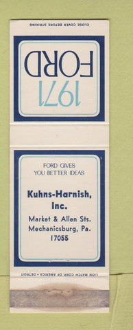 Matchbook Cover - 1971 Ford Kuhns Harnish Mechanicsburg PA WORN