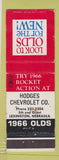 Matchbook Cover - 1966 Oldsmobile Hodes Chevrolet Lexington NE WORN