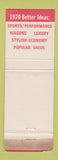 Matchbook Cover - 1970 Ford Huston Motors Huntingdon PA WEAR