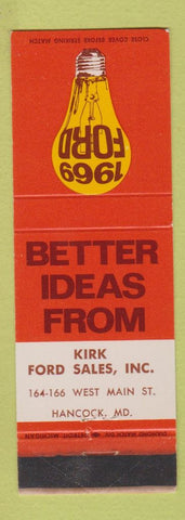 Matchbook Cover - 1969 Ford Kirk Hancock MD WEAR
