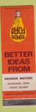 Matchbook Cover - 1969 Ford Hanson Mahomen MN WEAR