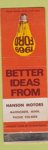 Matchbook Cover - 1969 Ford Hanson Mahomen MN WEAR