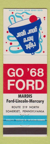 Matchbook Cover - 1968 Ford Lincoln Mercury Madris Somerset PA