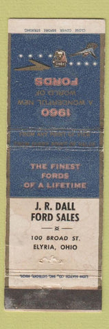 Matchbook Cover - 1960 Ford JR Dall Elria OH POOR