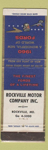 Matchbook Cover - 1960 Ford Rockville Motors MD WEAR
