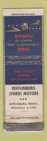Matchbook Cover - 1960 Ford Mifflinburg PA WORN