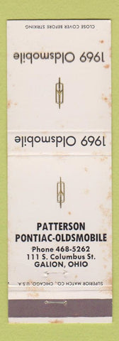 Matchbook Cover - 1969 Oldsmobile Pontiac Patterson Galion OH STAINED