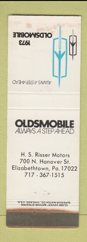 Matchbook Cover - 1973 Oldsmobile Elizabethtown PA WORN