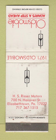 Matchbook Cover - 1971 Oldsmobile Elizabethtown PA HS Risser WORN