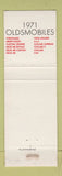 Matchbook Cover - 1971 Oldsmobile Elizabethtown PA HS Risser WORN