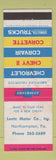 Matchbook Cover - 1963 Chevrolet Lentz Northampton PA WEAR