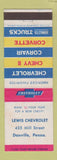 Matchbook Cover - 1963 Chevrolet Lewis Danville PA WEAR