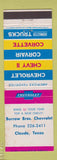 Matchbook Cover - 1963 Chevrolet Burrow Bros Claude TX WEAR