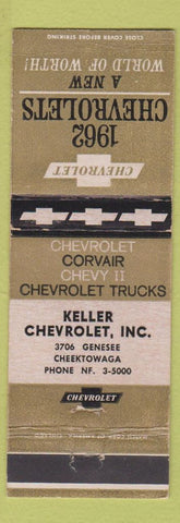 Matchbook Cover - 19672 Chevrolet Keller Cheektowaga NY WORN