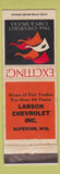 Matchbook Cover - 1966 Chevrolet Larson Superior WI WORN