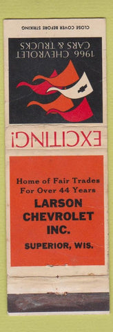 Matchbook Cover - 1966 Chevrolet Larson Superior WI WORN