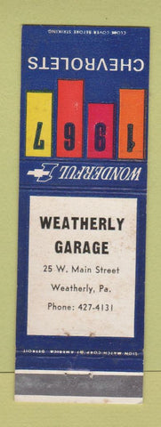 Matchbook Cover - 1967 Chevrolet Weatherly Garage PA WEAR