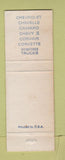Matchbook Cover - 1967 Chevrolet Gilbert Bros Muncy Montoursville PA WORN