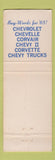 Matchbook Cover - 1965 Chevrolet EJ Sader Fremont WI POOR CREASES