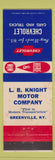 Matchbook Cover - 1965 Chevrolet LB Knight Greenville KY WEAR