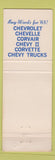 Matchbook Cover - 1965 Chevrolet Fankhauser Haviland KS WEAR
