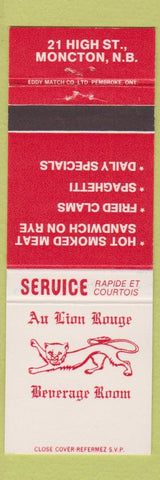 Matchbook Cover - Au Lion Rouge Moncton NB