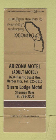 Matchbook Cover - Arizona Motel Harbor City CA Sherman Oaks